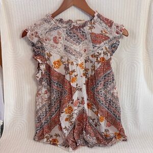 Good Hart Rayne EUC by Matilda Jane Floral boho Ruffle Sleeve light lace Top